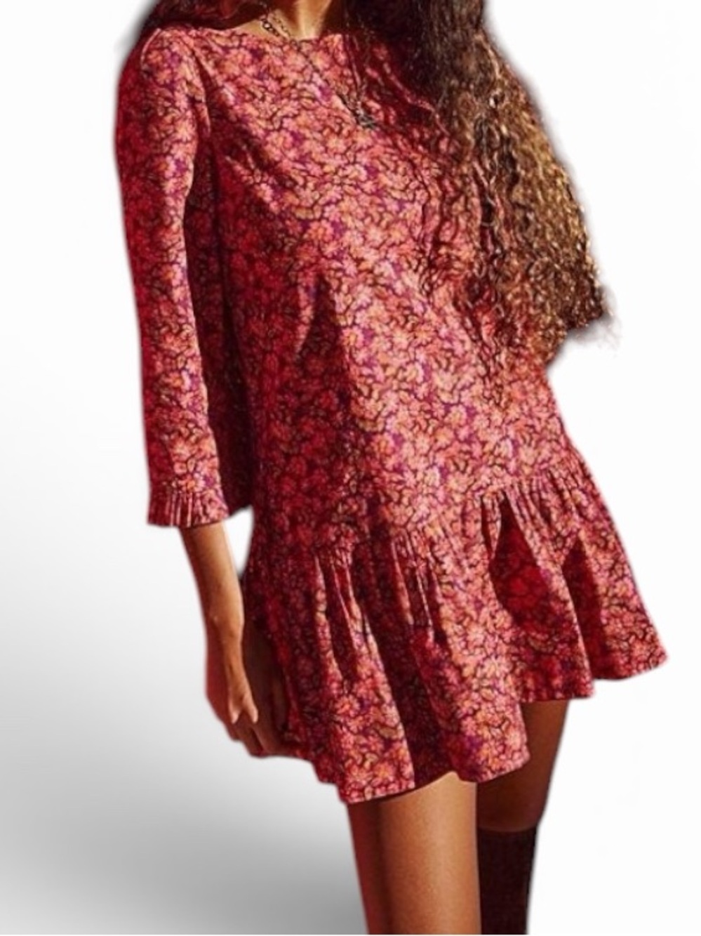 Free people The Avenue Mini Dress Floral Printed Ruffle
Cutout Scoop Neck New - Picture 1 of 9